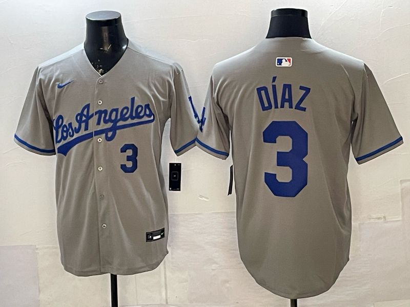 Men 2026 Los Angeles Dodgers #3 Diaz Grey Game Nike MLB Jersey style 0053